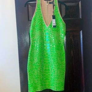 BcbgMaxAzaria green and nude mini dress 💚